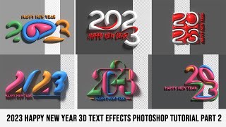 2023 Happy New Year 3D Render Text Typography Design Banner Part 2