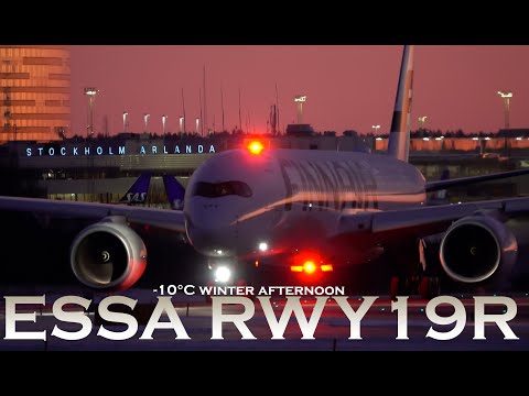 Arlanda Airport cold winter afternoon 2021. -10°C! B777 A350 A340 A330!