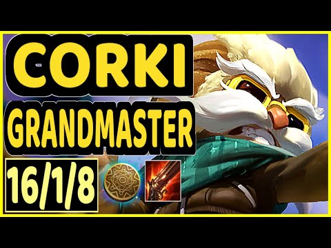 KUZAN (CORKI) vs PANTHEON - 16/1/8 KDA MID GAMEPLAY - KR Ranked GRANDMASTER