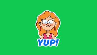 Cartoon Girl Saying Yup! - Green Screen Video For Video Editing - Animated GIF