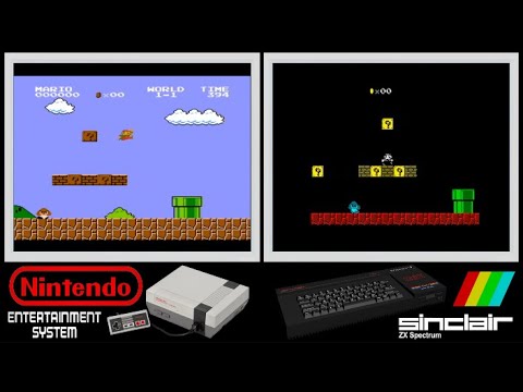 NES vs ZX Spectrum : SUPER MARIO BROS (Side by side comparison)