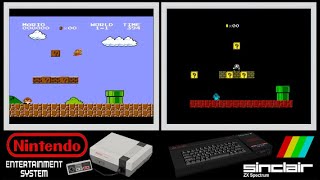 NES vs ZX Spectrum : SUPER MARIO BROS (Side by side comparison)