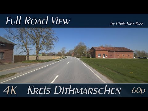 Kreis Dithmarschen, Germany: Barlt, Busenwurth, Elpersbüttel - Bundesstraße (B5) - 4K (2160p/60p)