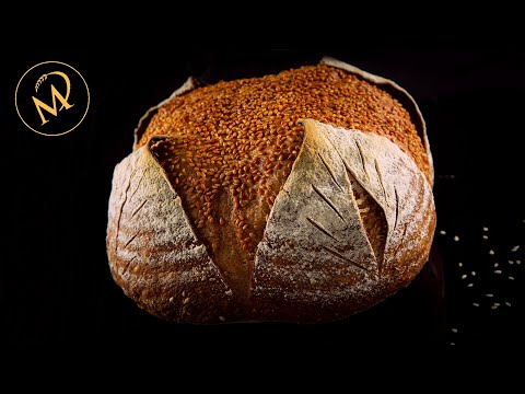 Lievito Madre Sesame Bread, with this cool technique you bake this bread beauty - breadscoring