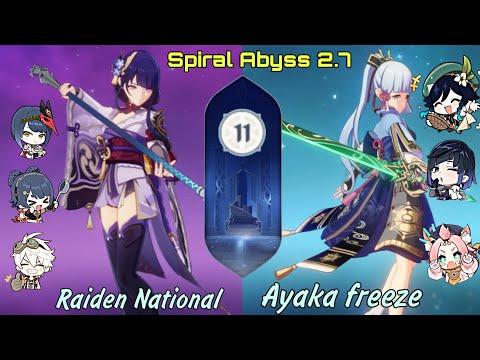 C0 Raiden National & C0 Ayaka freeze- Genshin Impact 2.7 - Floor 11 (9 stars)