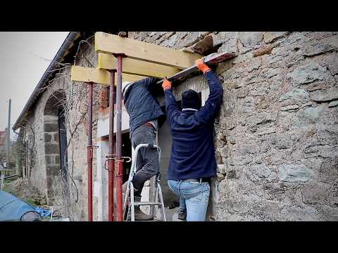 Opening an old stone wall for a new window | French Farmhouse Renovation