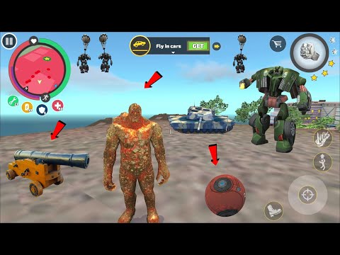 Rope Hero Vice Town - (Stone Monument of Rope Hero) Stone Giant on army base roof - Android gameplay
