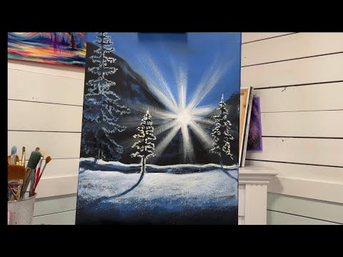 How To Paint “Rise And Shine” acrylic Painting Tutorial ❄️ WINTER LANDSCAPE