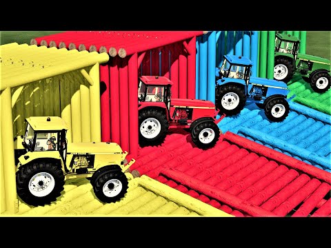 TRANSPORT OF COLORS ! GARAGE TO GARAGE , FAST JOHN DEERE TRACTORS with TRUCK (: Farming Simulator 22