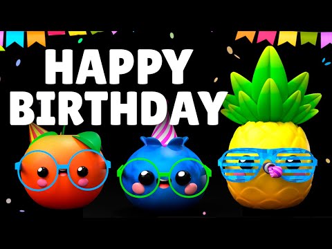 Dancing Fruit at a HAPPY BIRTHDAY PARTY 🥳🎉🎁 | Sensory Video with Fun Birthday Song 🎂🍬🎊
