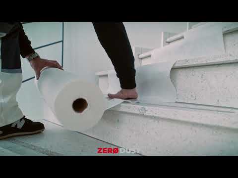 Treppen schützen und abdecken mit ZERO DUST TreppTurbo - selbsthaftendes Abdeckvlies Schutzvlies