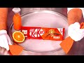 KitKat Orange Ice Cream Rolls How To Make Orange Chocolate And Fresh Orange To Ice Cream ASMR