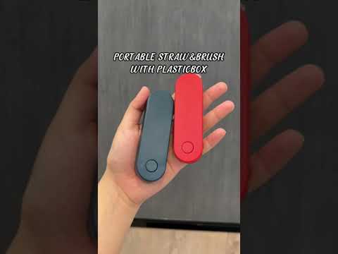 Gambar Delicia Set Sedotan Portable & Sikat Stainless Steel Dengan Kotak - Merah