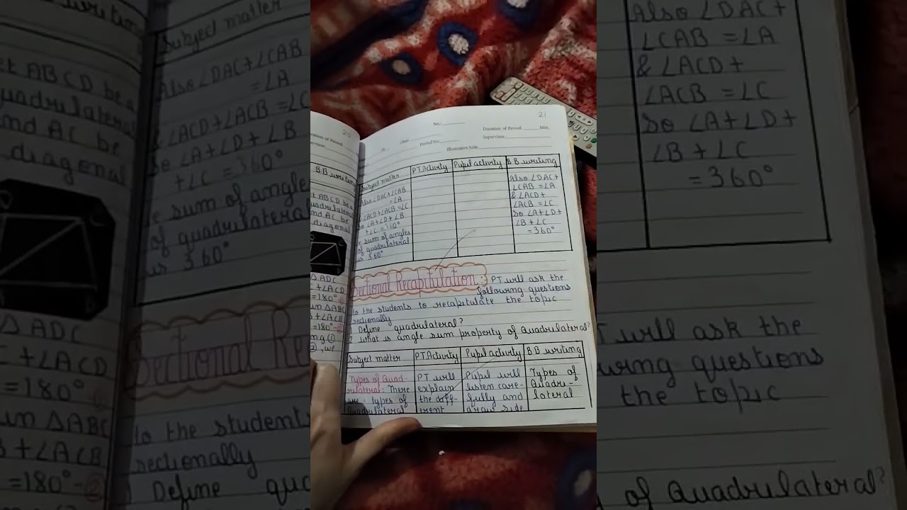 B.ed pedagogy of mathematics lesson plan based on quadrilaterals