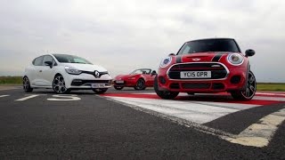 Shootout - 2015 Mazda MX-5 vs Mini Cooper S JCW,  Renault Clio RS 220 Trophy and Toyota GT 86