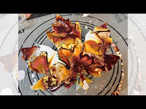 #142 Fall Leaf Cutout Multiple Bloom | Acrylic Pour Painting | Abstract Art | Fluid Painting Art