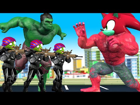 Avenger Team Super Hero Transform Sonic Hulk vs Team Zombie Iron Man saves City - Scary Teacher 3D