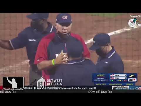 WBSC Olympic Qualifier Ejection - Mike Scioscia Ejected After 9 Warnings to Stop Arguing Replay Call