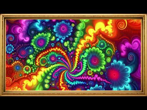 Psychedelic Bloom: A Kaleidoscope of Vibrant Florals | 4K Frame TV Screensaver | Vintage Frame