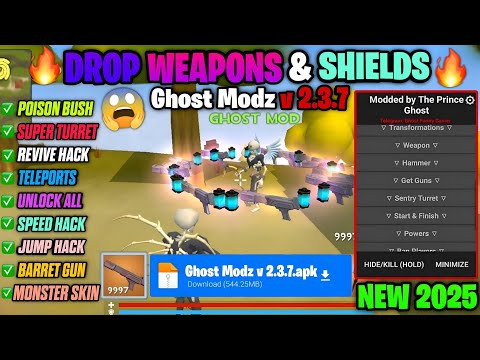 Drop Weapons & Mutagen [ New Shield ] - Ghost Modz v 2.3.7 👻 - Rocket Royale 🚀 