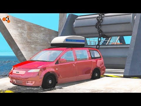 Beamng drive - Giant Winch Сrushes Сars #2