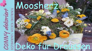 Moosherz aus Hasendraht | Deko für Balkon, Terrasse und den Eingangsbereich