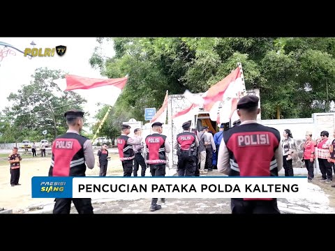 PENCUCIAN PATAKA POLDA KALTENG PADA RANGKAIAN PEMBINAAN TRADISI PERINGATAN HARI BHAYANGKARA KE-79
