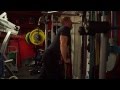 Michael Gundill, cable triceps extensions with a short Tryon triceps bar