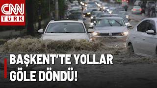 Ankara'da Alt Geçidi Su Bastı! Metrelerce Araç Kuyruğu Oluştu! İşte O 