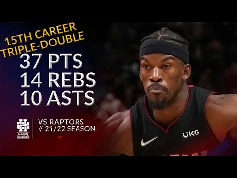 Jimmy Butler 37 pts 14 rebs 10 asts vs Raptors 21/22 season