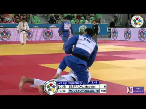 Judo 2013 World Championships Junior Ljubljana: Estrada (CUB) - Moustopoulos (GRE) [-73kg] rep