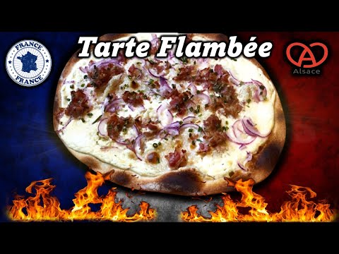 Easy bacon onion tart - Tarte Flambée - Traditional Flammkuchen