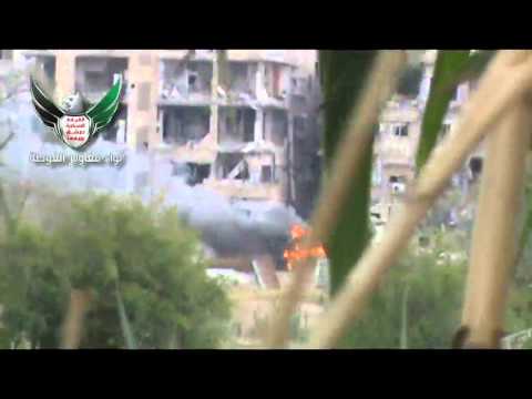 تدمير كتيبة حمزة سيد الشهداء التابعة للواء مغاوير الغوطة سيارة محملة بالذخيرة على أوتوستراد المتحلق الجنوبي من جهة حي جوبر في مدينة دمشق