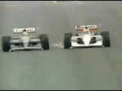 F1 1991 Spain Nigel Mansell overtakes Ayrton Senna