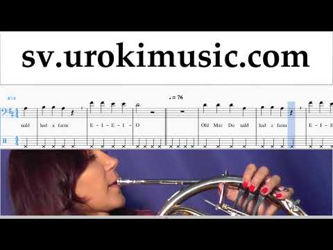 Lär Dig Spela Valthorn Old MacDonald - Had a Farm Tabs Nybörjare Del 2 um-b492