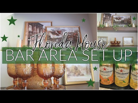 *BRAND NEW HOUSE* SET UP MY BAR AREA WITH ME | Cleaning, Decorating, and Stocking Mini Fridge