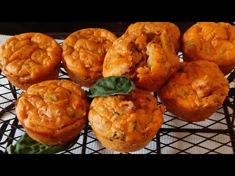 Recette Muffins tomate s&eacute;ch&eacute;e, mozzarella et basilic