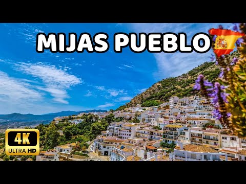 🇪🇦[4K] MIJAS PUEBLO Espanha Espetacular e bela vila branca na Andaluzia | Costa del Sol
