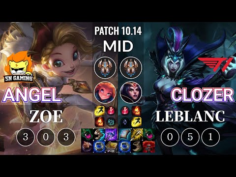 SN Angel Zoe vs T1 Clozer LeBlanc Mid - KR Patch 10.14