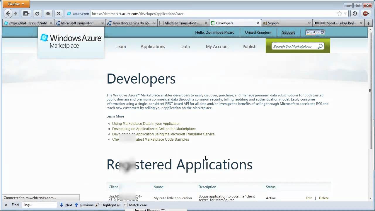 New Microsoft Translator API with 