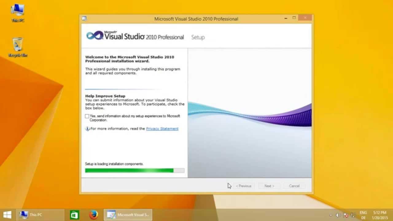 1.1 Getting started with SSI: Installing Visual Studio 2010 and SP1