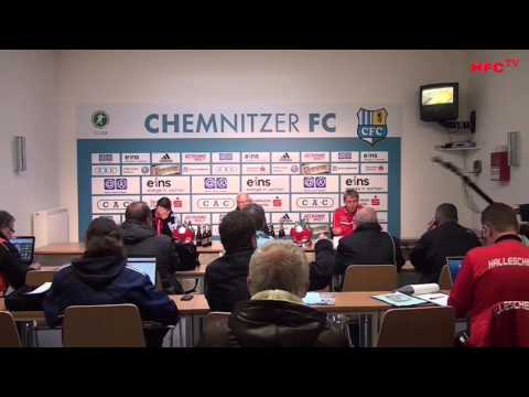 30.ST Pressekonferenz nach dem Spiel Chemnitzer FC - Hallescher FC