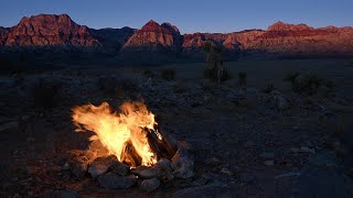 Download the video "4K Sunrise Campfire in the Mountains  – Fireplace Ambience Sounds"