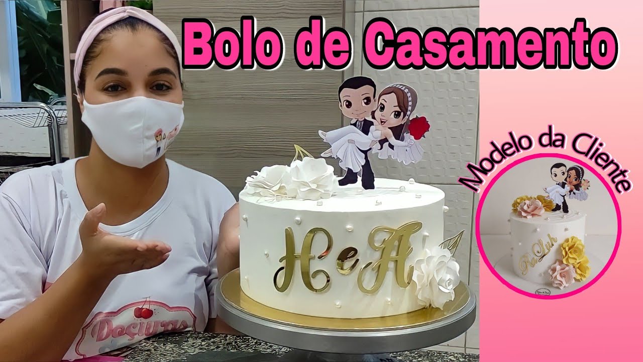 Bolo de Casamento Simples com Pérolas comestíveis/Passo-a-Passo com dicas
