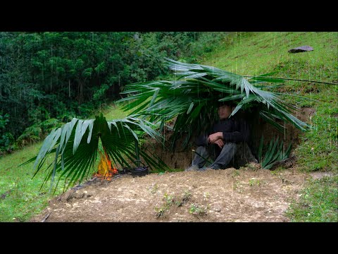7 DAYS SOLO SURVIVAL CAMPING In Rain Forest: (NO FOOD, NO WATER, NO SHELTER) FISHING, CATCH & COOK