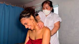 ASMR: Blind Therapist Gives Me an INTENSE Deep Tissue Back, Neck, Shoulder Massage!