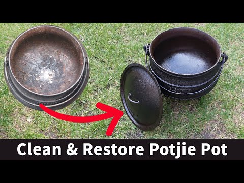 The Best Way To Clean & Season Your Potjie Pot / Cast Iron Pot / Clean Your Dutch Oven  #potjiekos