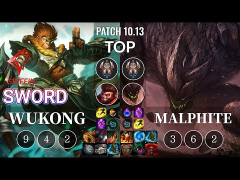GRF Sword Wukong vs Malphite Top - KR Patch 10.13