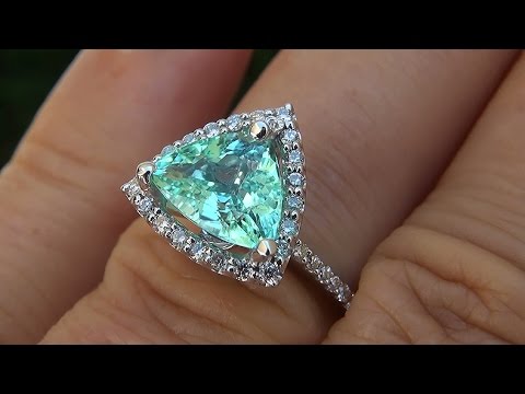 GIA Certified 2.16 ct VVS Natural Paraiba Tourmaline Diamond 14k White Gold Ring - C838