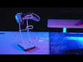 Reguliuojamo aukščio kampinis žaidimų stalas Ultradesk Winger LED RGB, Baltos spalvos